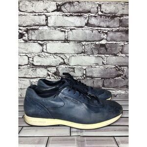 Brian Cress Campanile Italian Blue Leather Lace Up Sneaker Shoes Men Sz 9M US/42